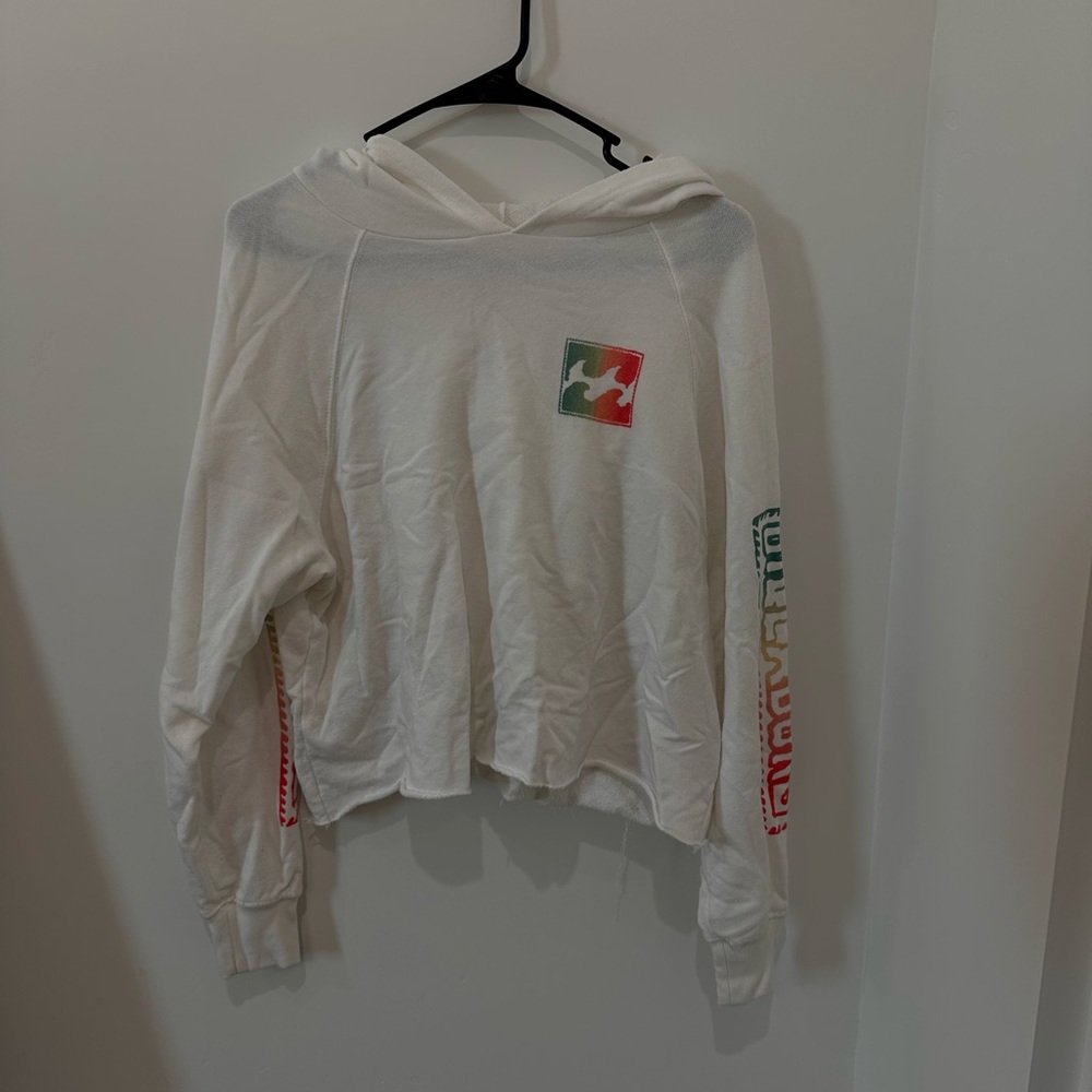 Billabong White Cropped Hoodie Size M